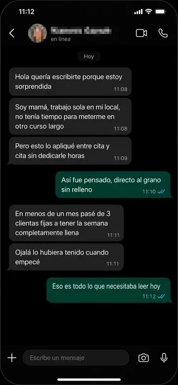 Testimonio de WhatsApp 1