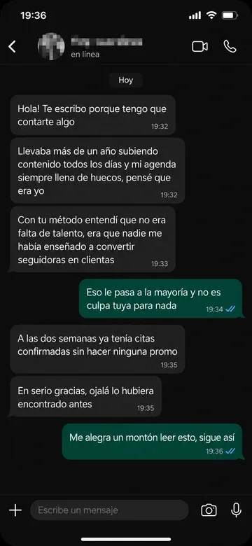 Testimonio de WhatsApp 4
